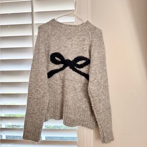 Grey Knit Bow Sweater